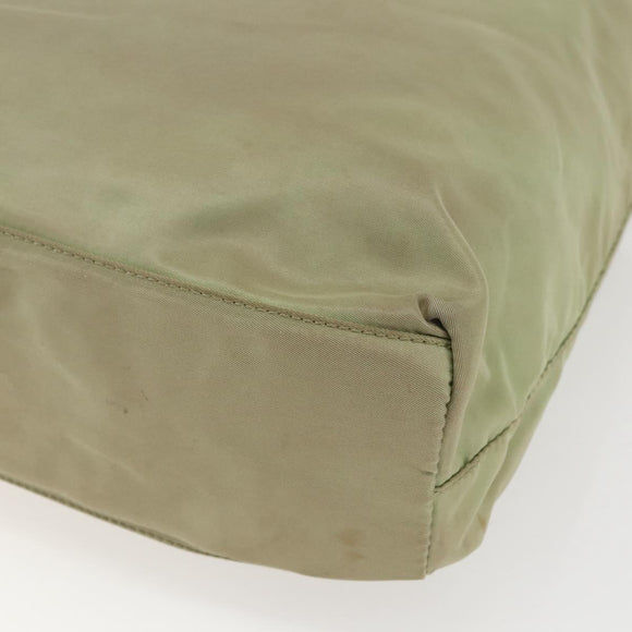 PRADA Tote Bag Nylon Beige Silver Auth 157778