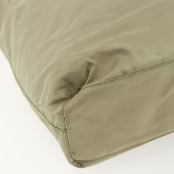 PRADA Tote Bag Nylon Beige Silver Auth 157778