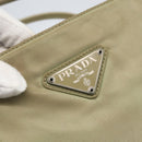 PRADA Tote Bag Nylon Beige Silver Auth 157778-17