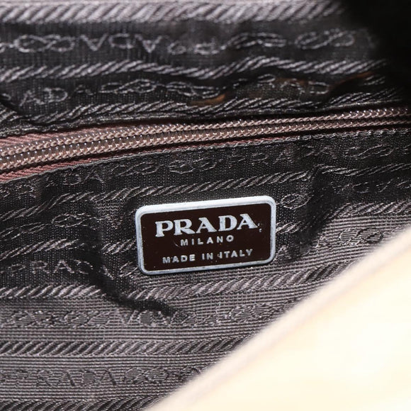 PRADA Tote Bag Nylon Beige Silver Auth 157778