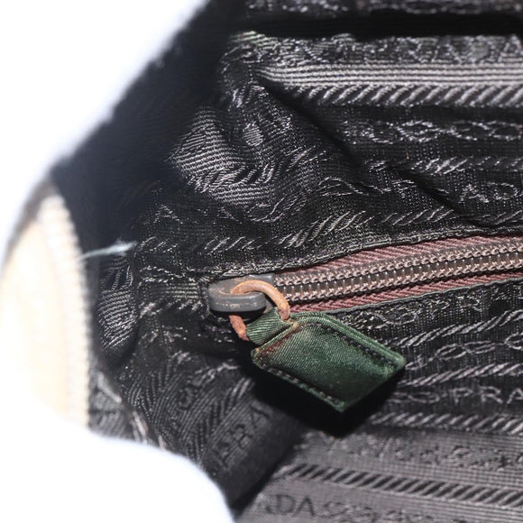 PRADA Tote Bag Nylon Beige Silver Auth 157778