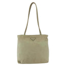 PRADA Tote Bag Nylon Beige Silver Auth 157778-2