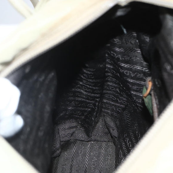 PRADA Tote Bag Nylon Beige Silver Auth 157778