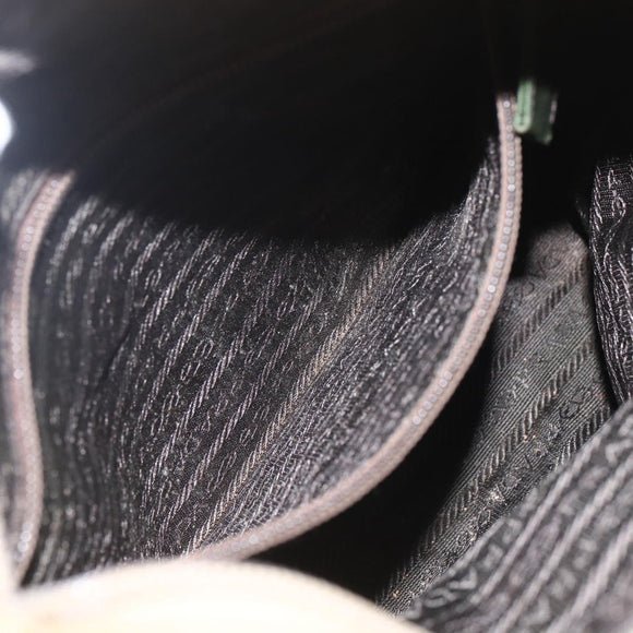 PRADA Tote Bag Nylon Beige Silver Auth 157778