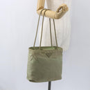 PRADA Tote Bag Nylon Beige Silver Auth 157778-23