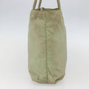 PRADA Tote Bag Nylon Beige Silver Auth 157778-3