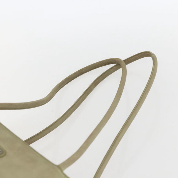 PRADA Tote Bag Nylon Beige Silver Auth 157778