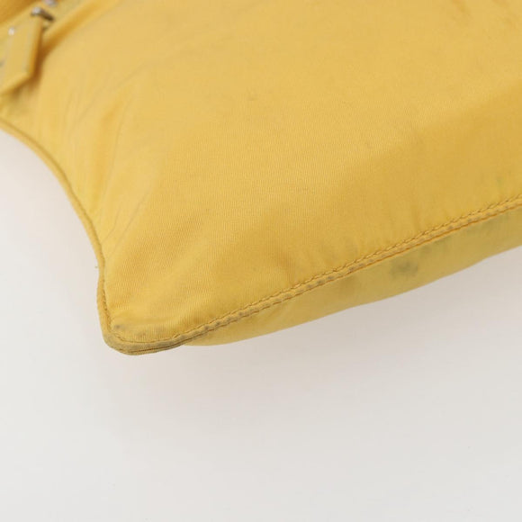 PRADA Shoulder Bag Nylon Yellow Silver Auth 157780