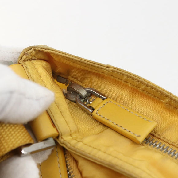 PRADA Shoulder Bag Nylon Yellow Silver Auth 157780