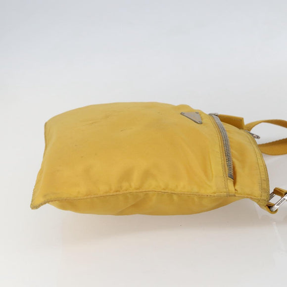 PRADA Shoulder Bag Nylon Yellow Silver Auth 157780