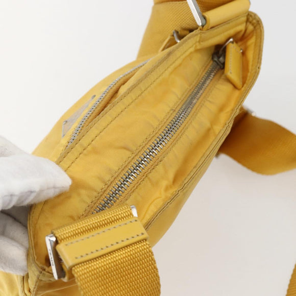 PRADA Shoulder Bag Nylon Yellow Silver Auth 157780