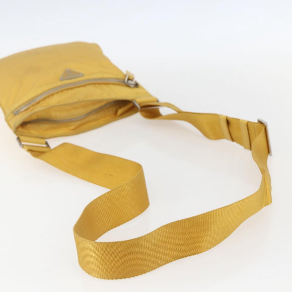 PRADA Shoulder Bag Nylon Yellow Silver Auth 157780