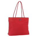 PRADA Tote Bag Nylon Red Silver Auth 157781-1