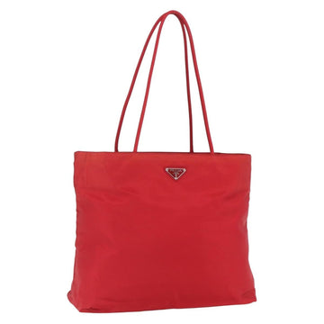 PRADA Tote Bag Nylon Red Silver Auth 157781