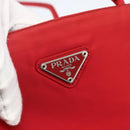 PRADA Tote Bag Nylon Red Silver Auth 157781-17