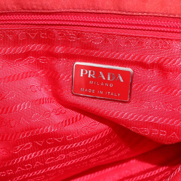 PRADA Tote Bag Nylon Red Silver Auth 157781