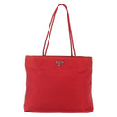PRADA Tote Bag Nylon Red Silver Auth 157781-13