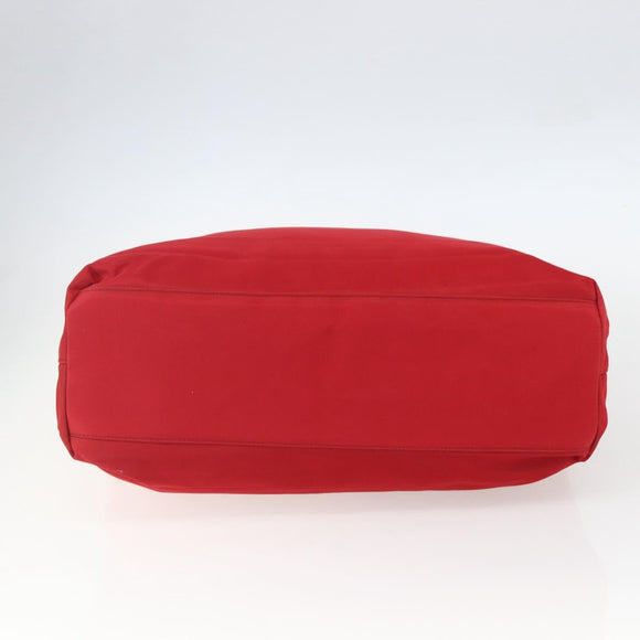 PRADA Tote Bag Nylon Red Silver Auth 157781