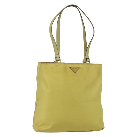 PRADA Tote Bag Nylon Yellow Gold Auth 157782