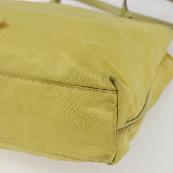 PRADA Tote Bag Nylon Yellow Gold Auth 157782