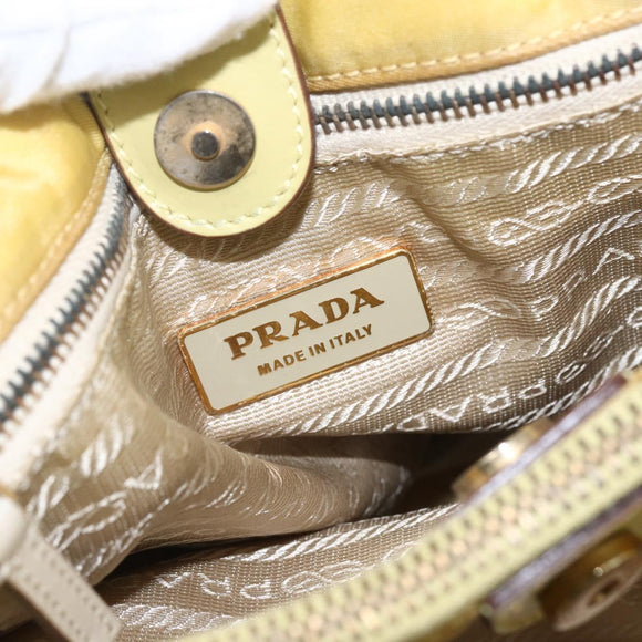 PRADA Tote Bag Nylon Yellow Gold Auth 157782