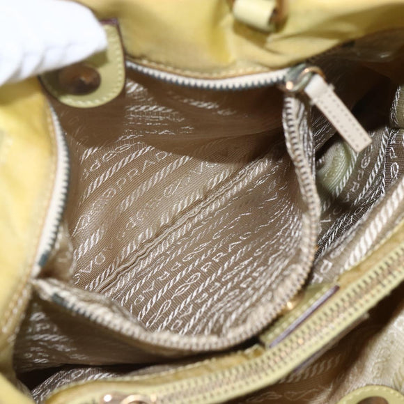 PRADA Tote Bag Nylon Yellow Gold Auth 157782