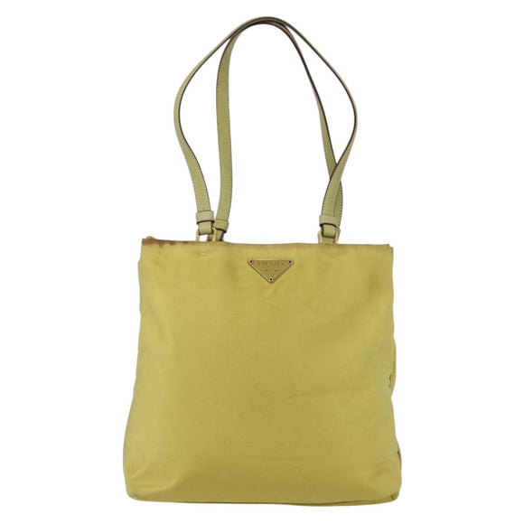 PRADA Tote Bag Nylon Yellow Gold Auth 157782