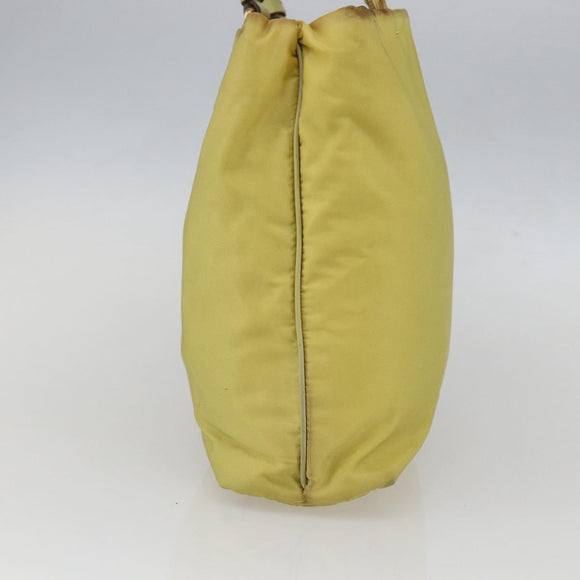 PRADA Tote Bag Nylon Yellow Gold Auth 157782