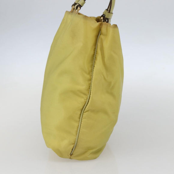 PRADA Tote Bag Nylon Yellow Gold Auth 157782