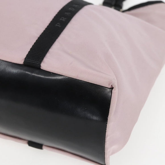 PRADA Tote Bag Nylon Pink Silver Auth 157783