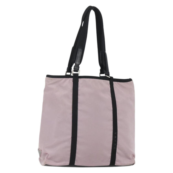 PRADA Tote Bag Nylon Pink Silver Auth 157783