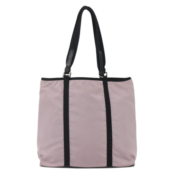 PRADA Tote Bag Nylon Pink Silver Auth 157783