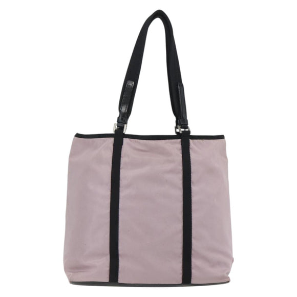 PRADA Tote Bag Nylon Pink Silver Auth 157783