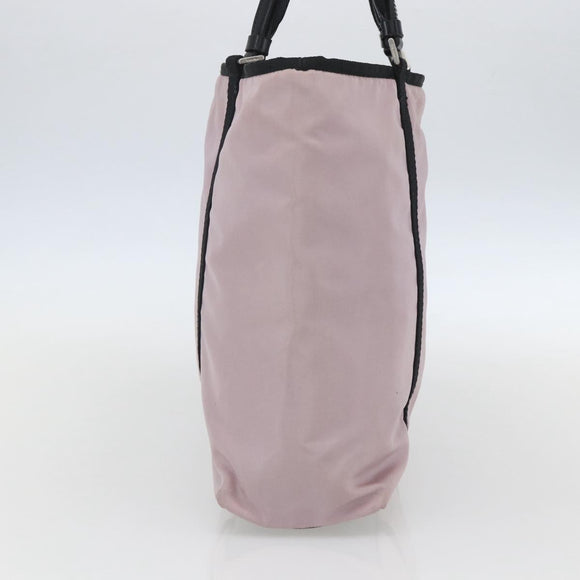 PRADA Tote Bag Nylon Pink Silver Auth 157783