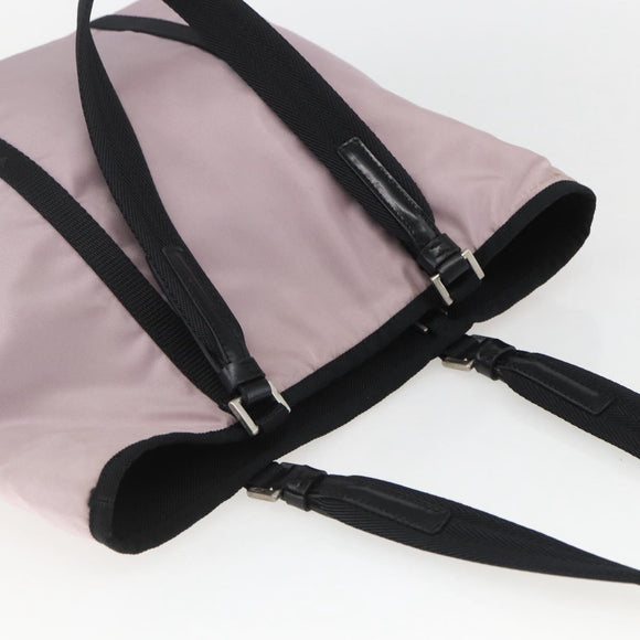 PRADA Tote Bag Nylon Pink Silver Auth 157783