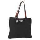 PRADA Tote Bag Nylon Black Silver Auth 157784-1