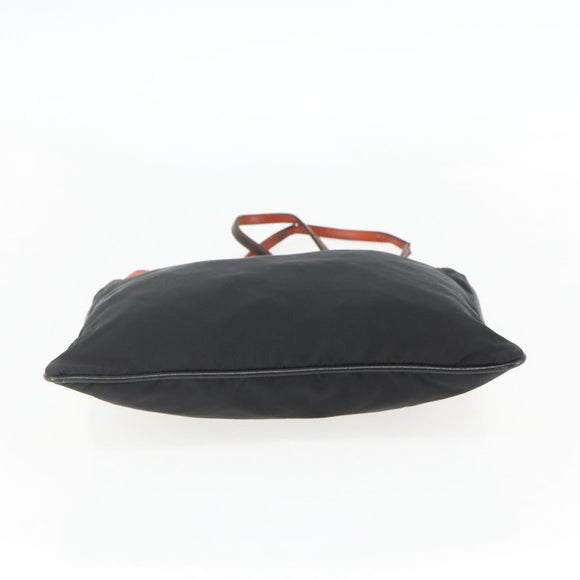 PRADA Tote Bag Nylon Black Silver Auth 157784