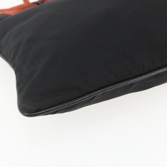 PRADA Tote Bag Nylon Black Silver Auth 157784