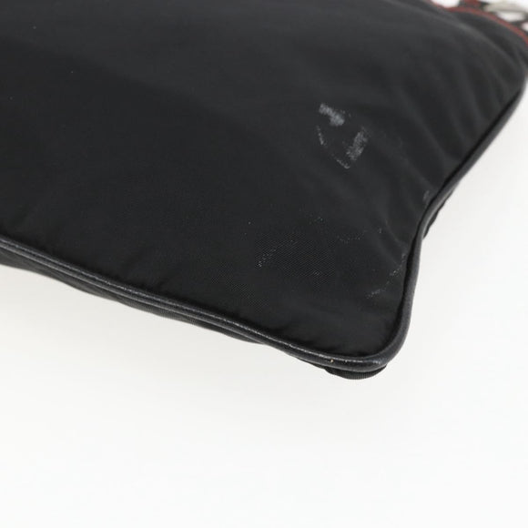 PRADA Tote Bag Nylon Black Silver Auth 157784