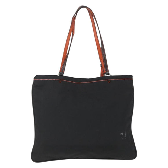 PRADA Tote Bag Nylon Black Silver Auth 157784