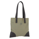 PRADA Tote Bag Canvas Khaki Silver Auth 157785-1