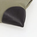 PRADA Tote Bag Canvas Khaki Silver Auth 157785-10