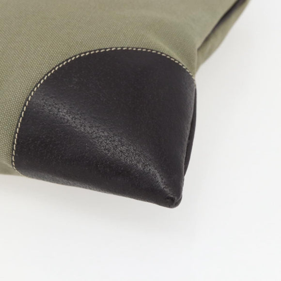 PRADA Tote Bag Canvas Khaki Silver Auth 157785