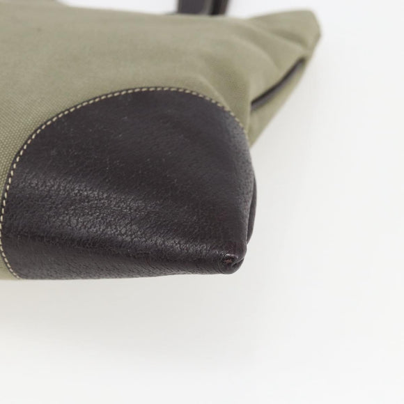 PRADA Tote Bag Canvas Khaki Silver Auth 157785
