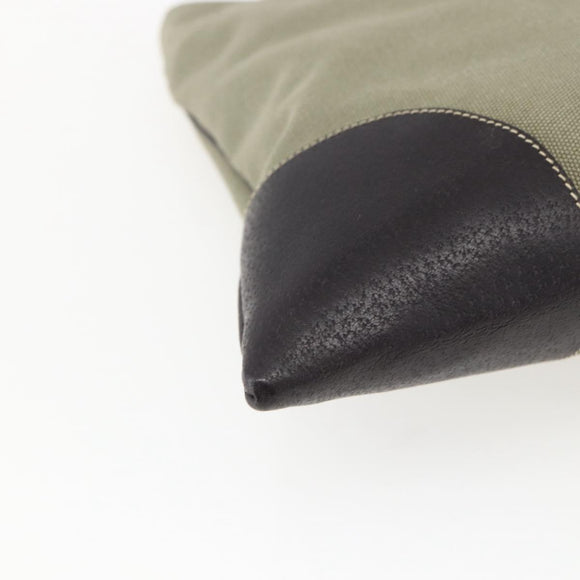 PRADA Tote Bag Canvas Khaki Silver Auth 157785