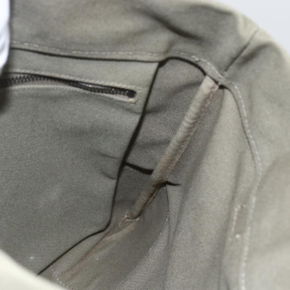 PRADA Tote Bag Canvas Khaki Silver Auth 157785