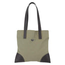 PRADA Tote Bag Canvas Khaki Silver Auth 157785-2