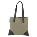 PRADA Tote Bag Canvas Khaki Silver Auth 157785-3
