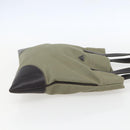 PRADA Tote Bag Canvas Khaki Silver Auth 157785-5