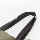 PRADA Tote Bag Canvas Khaki Silver Auth 157785-8